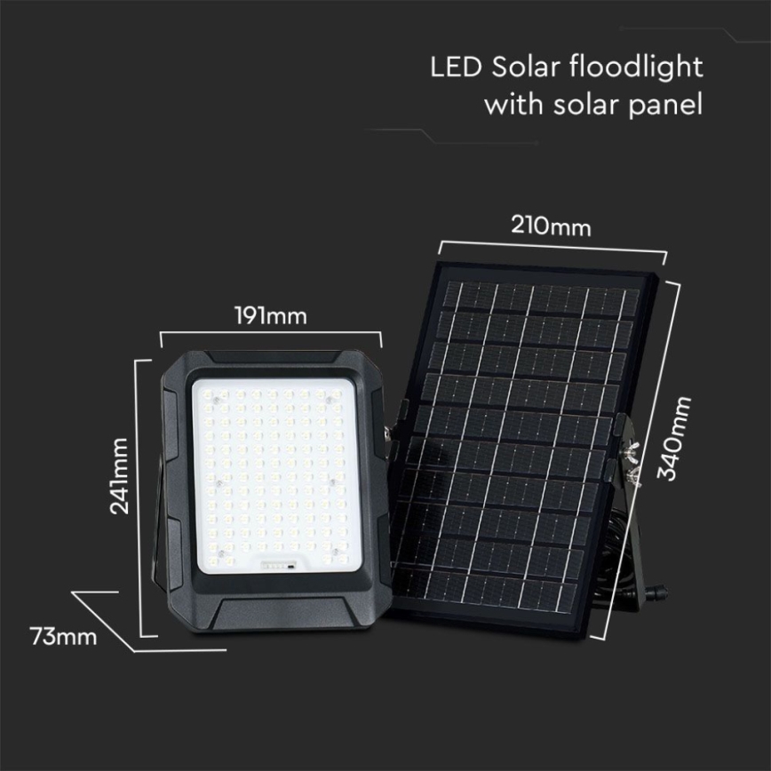 Светодиодный прожектор на солнечной батарее LED/10W/3,7V IP65 4000K черный + дистанционное управление
