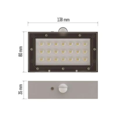 Светодиодный прожектор на солнечной батарее с датчиком движения LED/3,7V 1200mAh 4000K IP65 белый