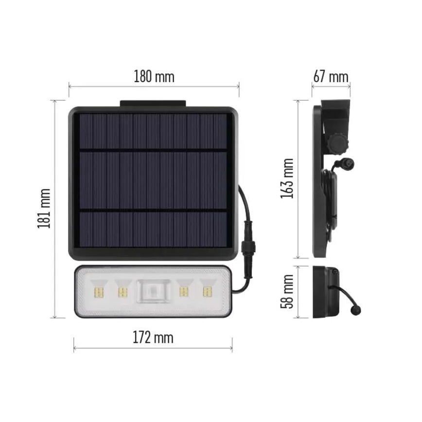 Светодиодный прожектор на солнечной батарее с датчиком движения LED/3,7V 2500mAh 4000K IP54
