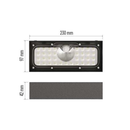 Светодиодный прожектор на солнечной батарее с датчиком движения LED/3,7V 3000mAh 4000K IP65 черный