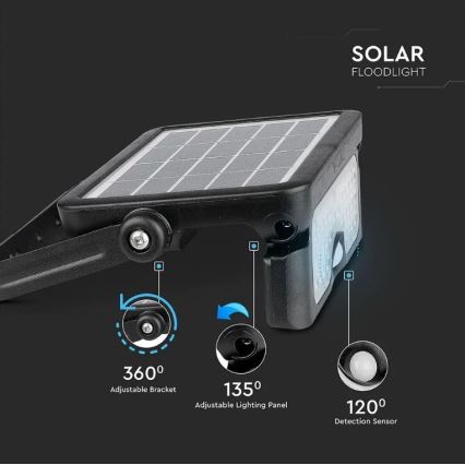 Светодиодный прожектор на солнечной батарее с датчиком LED/5W/3,7V IP65 4000K