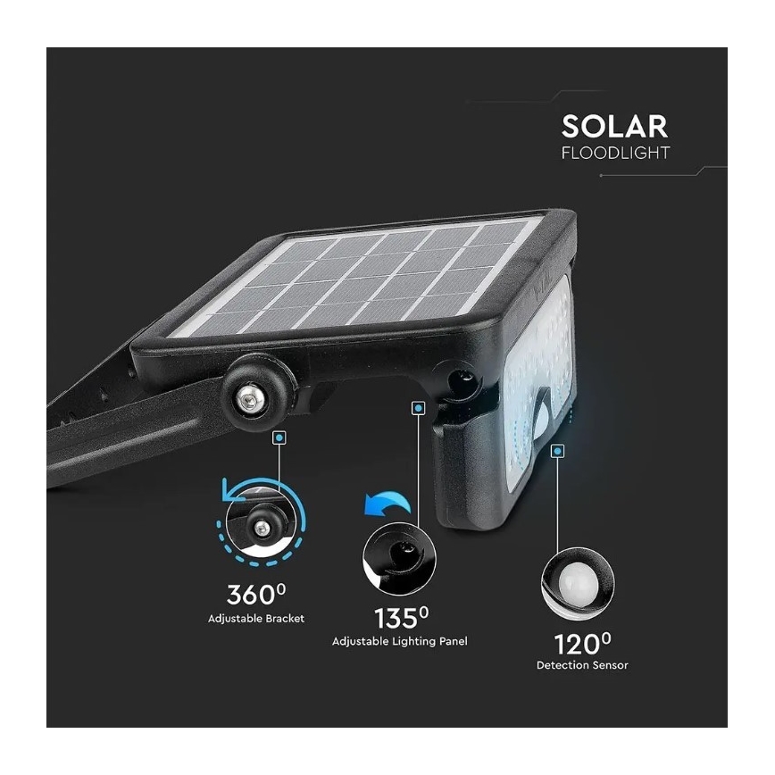 Светодиодный прожектор на солнечной батарее с датчиком LED/5W/3,7V IP65 4000K