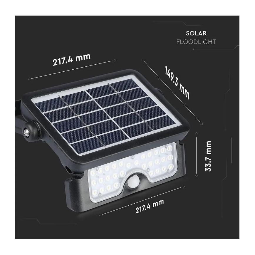 Светодиодный прожектор на солнечной батарее с датчиком LED/5W/3,7V IP65 4000K