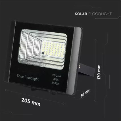 Светодиодный прожектор на солнечной батарее с регулированием яркости LED/12W/3,2V 6000K IP65 5000 mAh + дистанционное управление