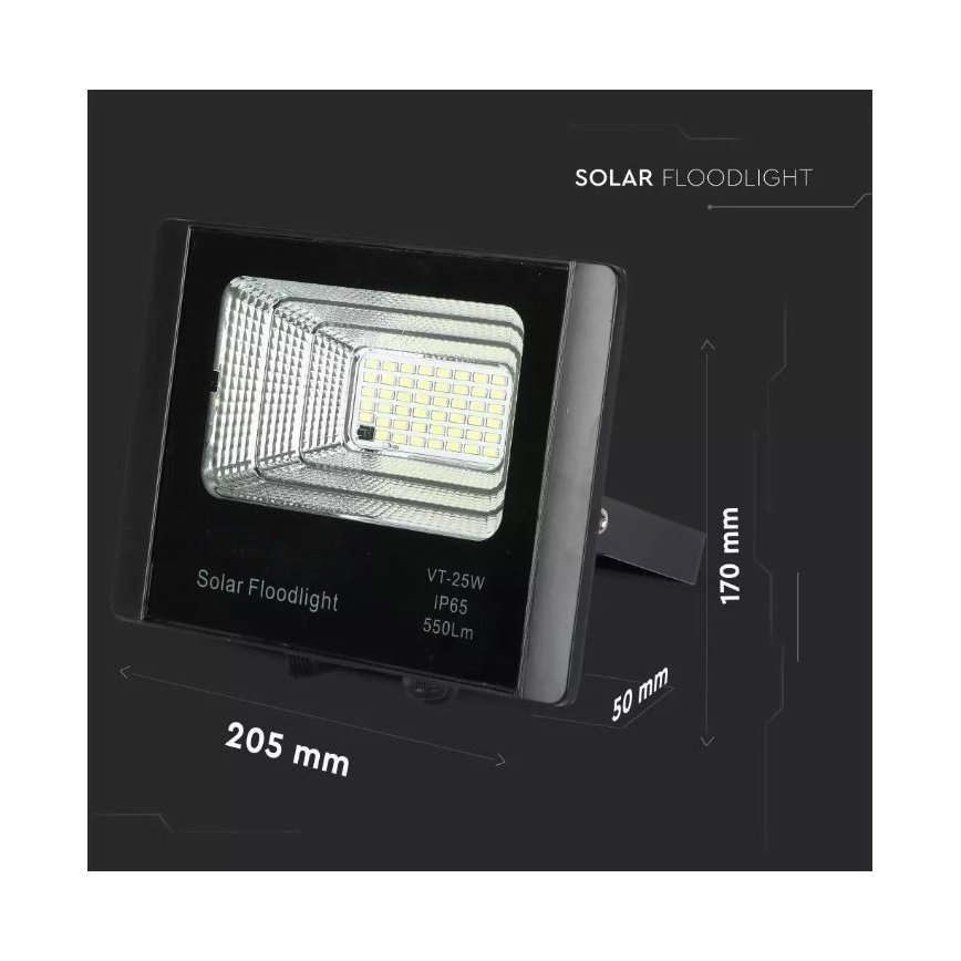 Светодиодный прожектор на солнечной батарее с регулированием яркости LED/12W/3,2V 6000K IP65 5000 mAh + дистанционное управление