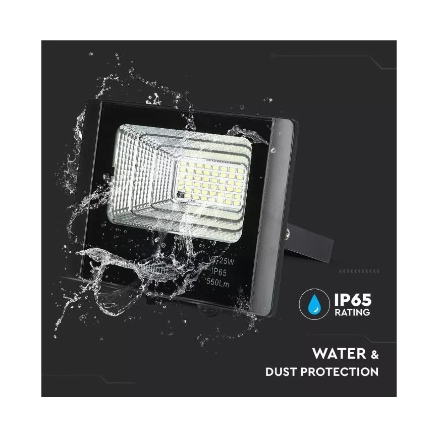 Светодиодный прожектор на солнечной батарее с регулированием яркости LED/12W/3,2V 6000K IP65 5000 mAh + дистанционное управление