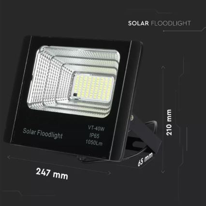 Светодиодный прожектор на солнечной батарее с регулированием яркости LED/16W/3,2V 4000K IP65 10000 mAh + дистанционное управление