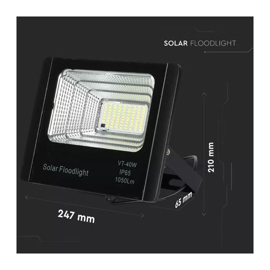 Светодиодный прожектор на солнечной батарее с регулированием яркости LED/16W/3,2V 4000K IP65 10000 mAh + дистанционное управление