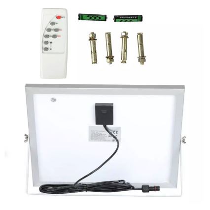 Светодиодный прожектор на солнечной батарее с регулированием яркости LED/16W/3,2V 4000K IP65 10000 mAh + дистанционное управление