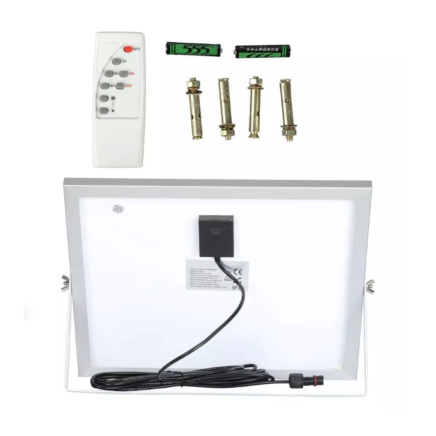 Светодиодный прожектор на солнечной батарее с регулированием яркости LED/16W/3,2V 4000K IP65 10000 mAh + дистанционное управление