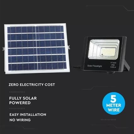 Светодиодный прожектор на солнечной батарее с регулированием яркости LED/16W/3,2V 4000K IP65 10000 mAh + дистанционное управление