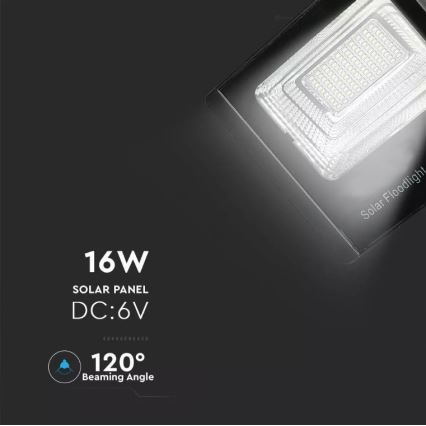 Светодиодный прожектор на солнечной батарее с регулированием яркости LED/16W/3,2V 4000K IP65 10000 mAh + дистанционное управление