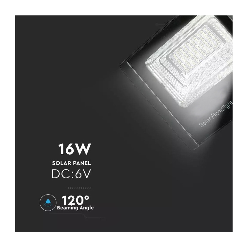 Светодиодный прожектор на солнечной батарее с регулированием яркости LED/16W/3,2V 4000K IP65 10000 mAh + дистанционное управление
