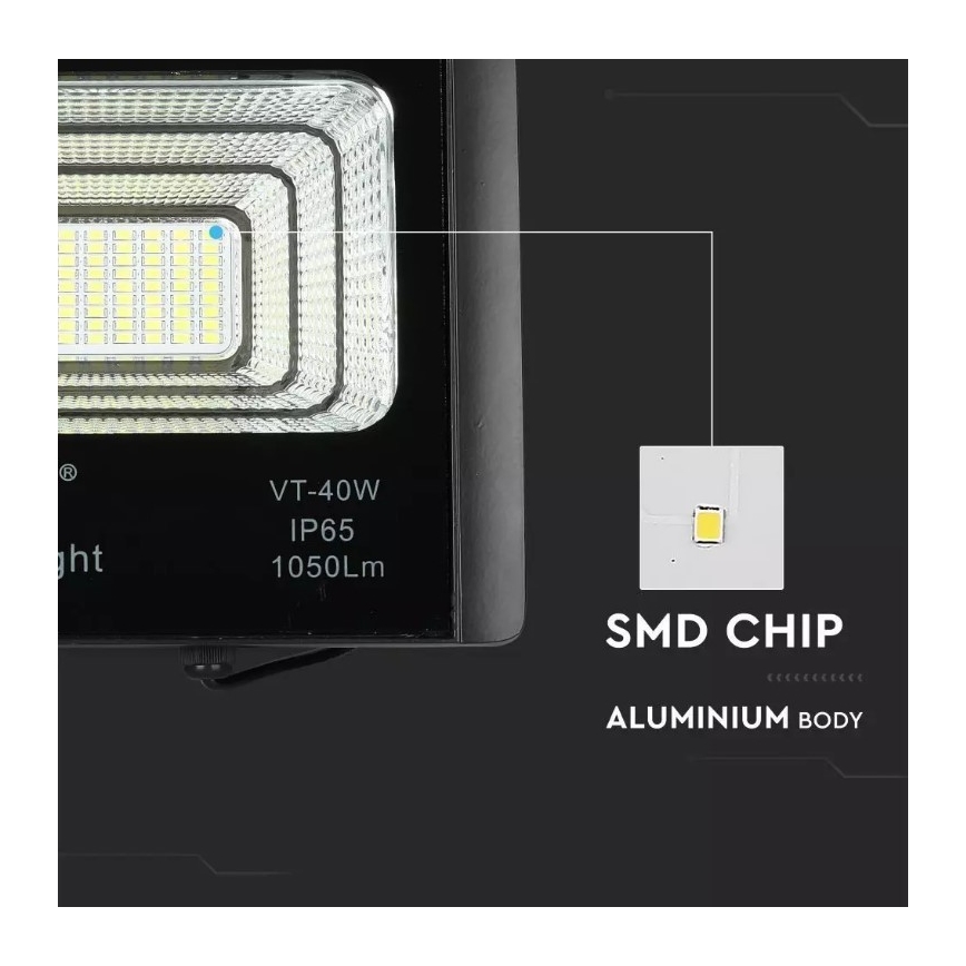 Светодиодный прожектор на солнечной батарее с регулированием яркости LED/16W/3,2V 4000K IP65 10000 mAh + дистанционное управление