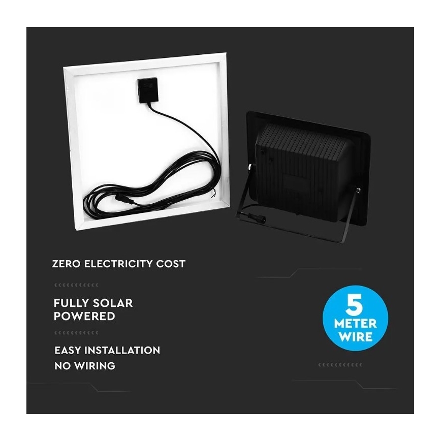 Светодиодный прожектор на солнечной батарее с регулированием яркости LED/20W/6,4V 4000K IP65 10000 mAh + дистанционное управление