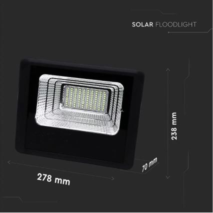 Светодиодный прожектор на солнечной батарее с регулированием яркости LED/20W/6,4V 4000K IP65 10000 mAh + дистанционное управление