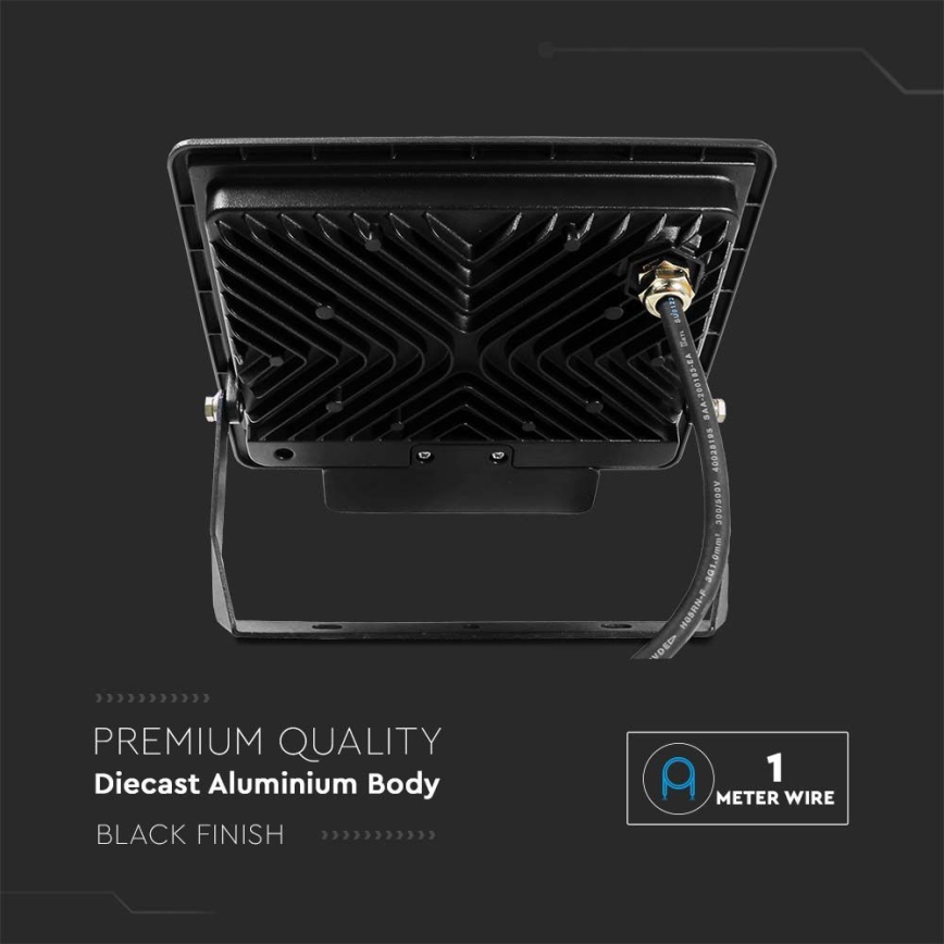 Светодиодный прожектор с датчиком LED/50W/230V 4000K IP65 черный