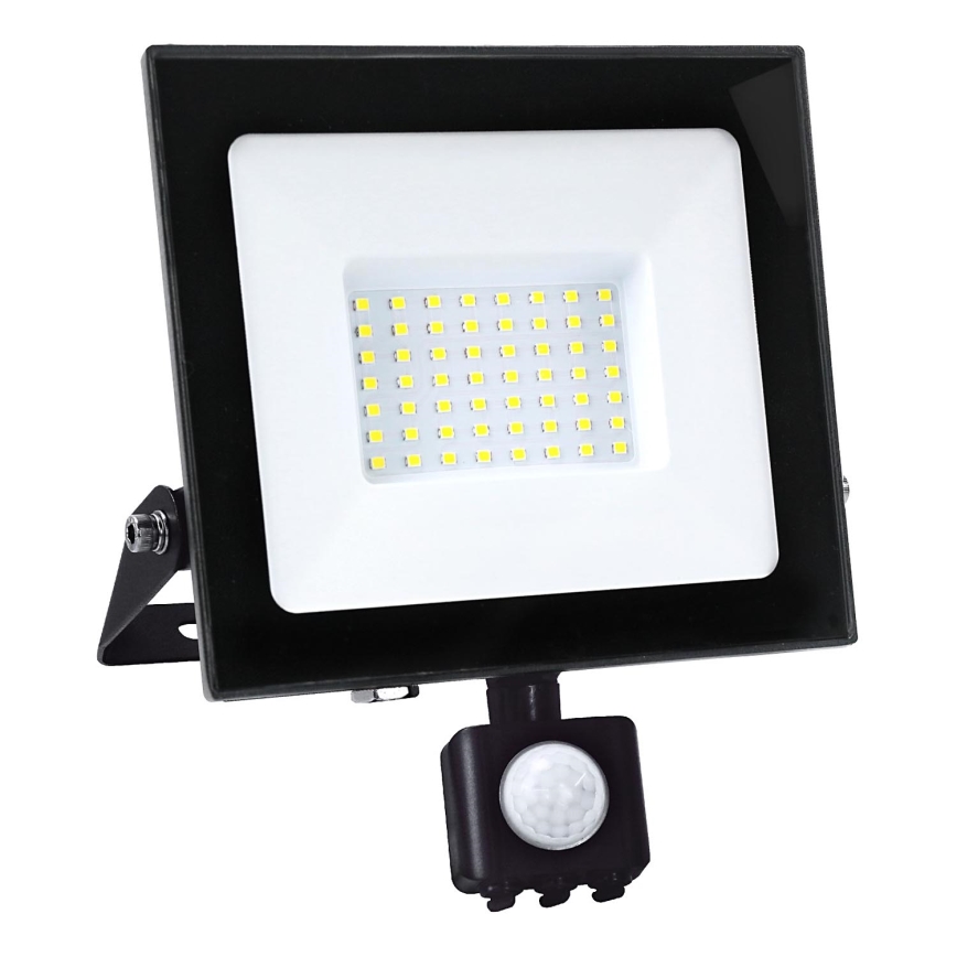 Светодиодный прожектор с датчиком LED/50W/230V 6500K IP44 черный