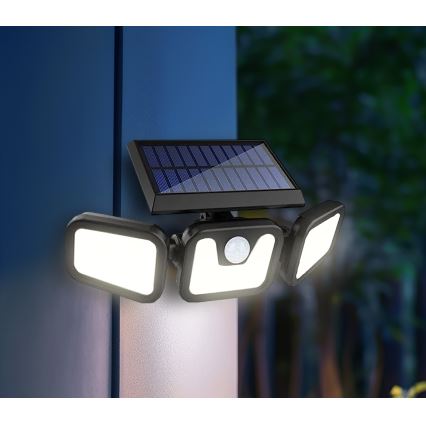 Светодиодный прожектор с датчиком на солнечной батарее LED/1,5W/3,7V 6000K IP44 2400 mAh