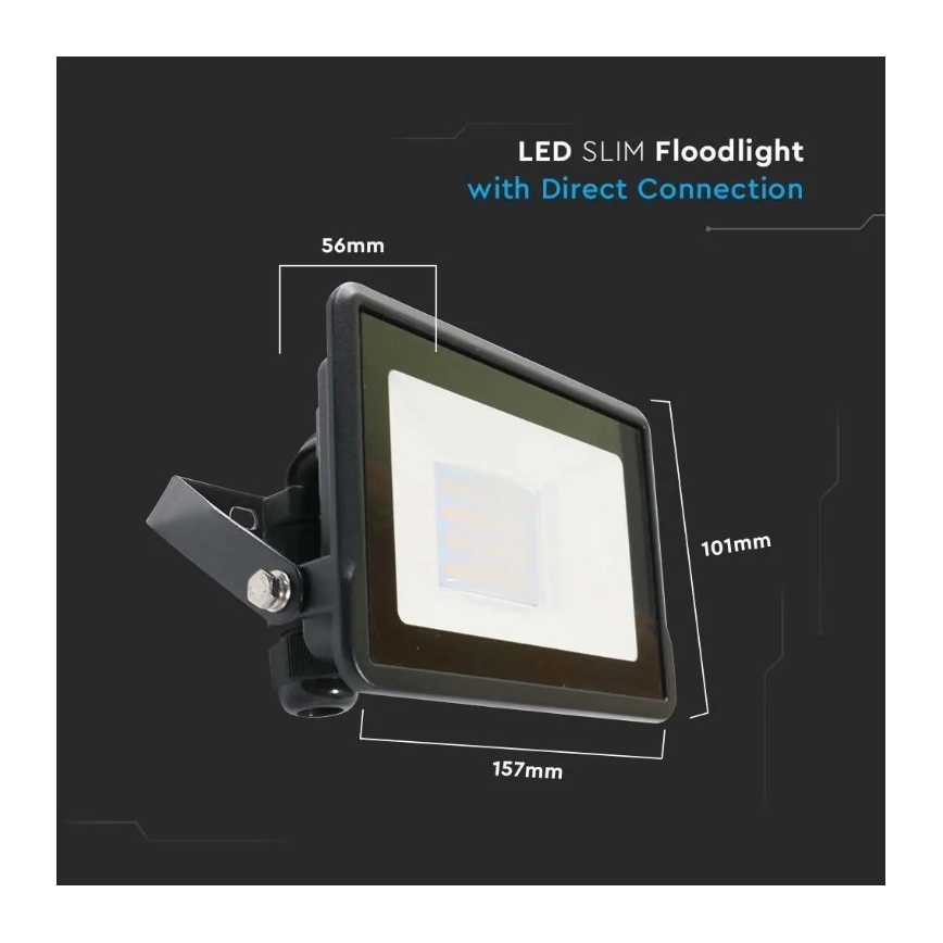 Светодиодный прожектор с прямым подключением SAMSUNG CHIP LED/20W/230V IP65 6500K