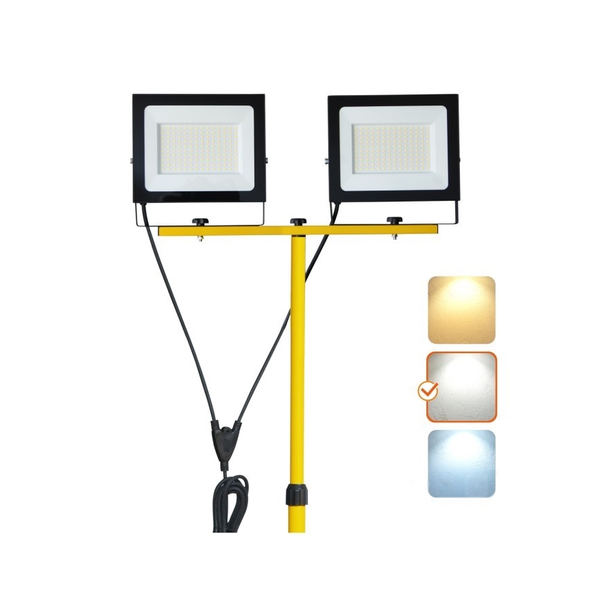 Светодиодный прожектор со стойкой TIGRA 2xLED/100W/230V 4000K IP54 черный/желтый