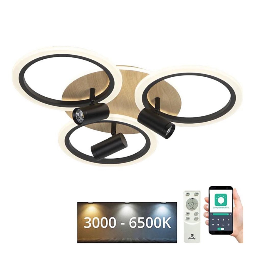 Светодиодный регулируемый потолочный светильник LED/70 Вт/230 В 3000-6500K черный/коричневый + пульт дистанционного управления