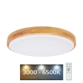 Светодиодный регулируемый потолочный светильник LENA LED/24W/230V 3000-6500K дуб + пульт дистанционного управления