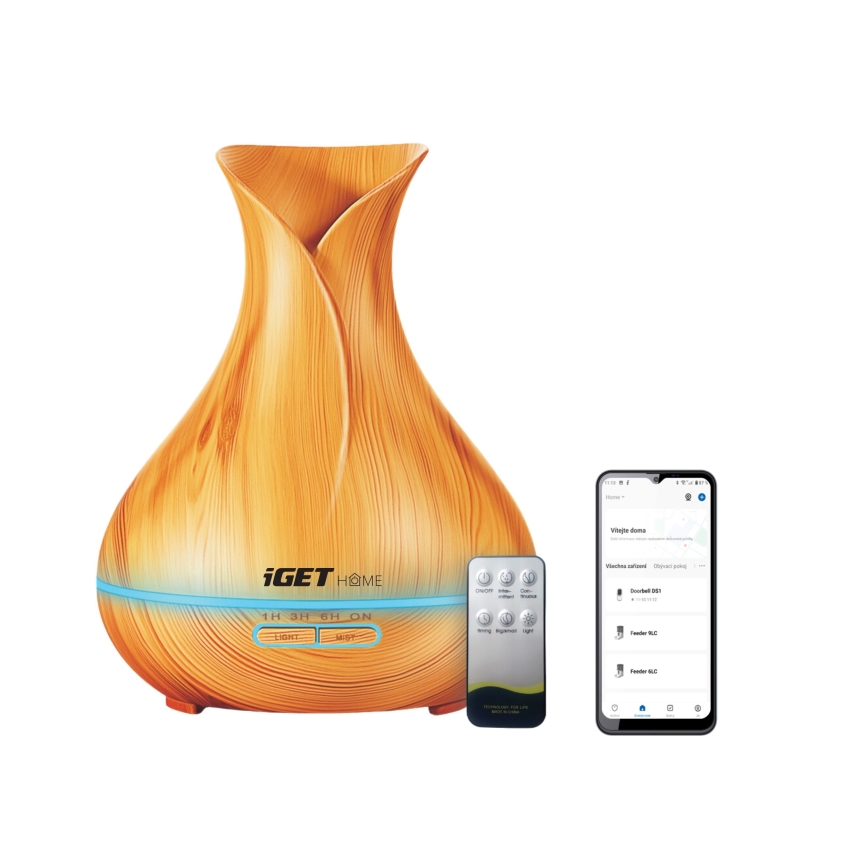 Светодиодный RGBW аромадиффузор и увлажнитель воздуха LED/230V 500 мл Wi-Fi + дистанционное управление
