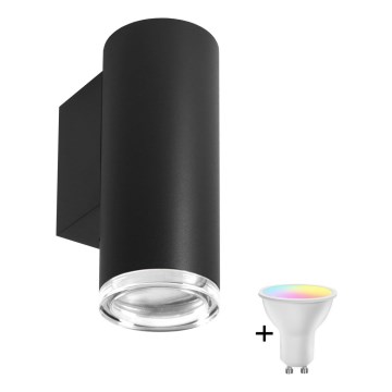 Светодиодный RGBW диммируемый настенный светильник для ванной TURYN 1xGU10/6,5W/230V 2700-6500K Wi-Fi IP44 чёрный