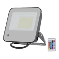 Светодиодный RGBW-прожектор с регулированием яркости LED/50W/230V IP65 серый + дистанционное управление