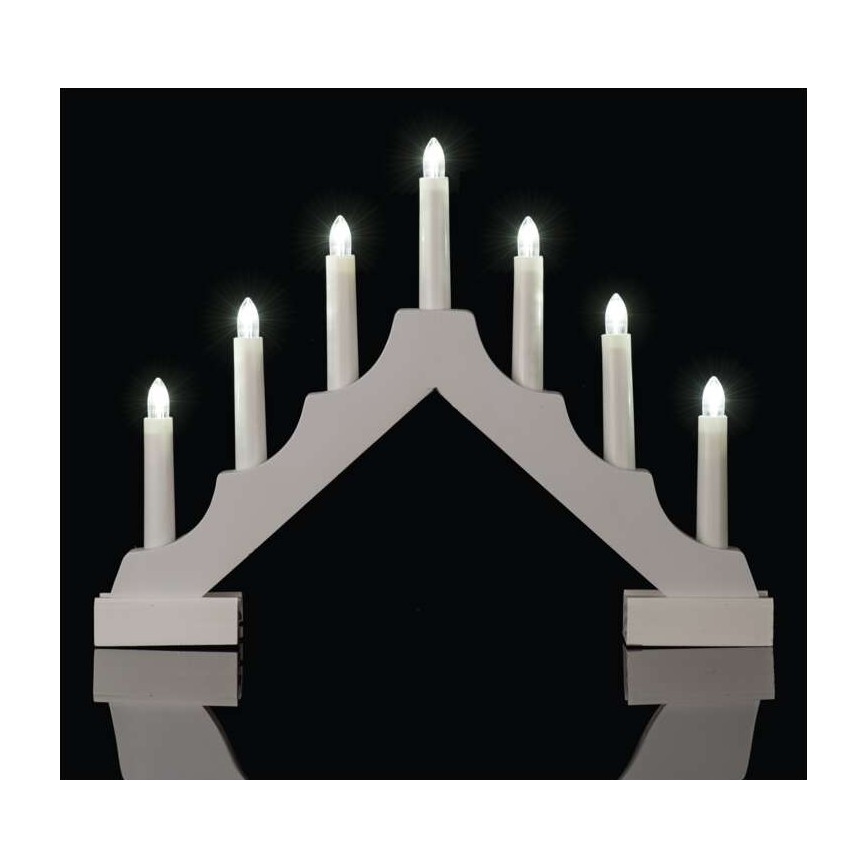 Светодиодный рождественский подсвечник 7xLED/2xAA белый