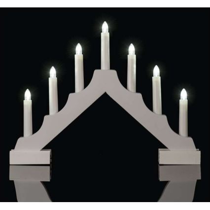 Светодиодный рождественский подсвечник 7xLED/2xAA белый