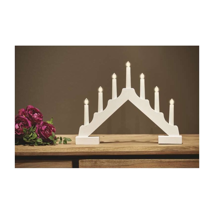 Светодиодный рождественский подсвечник 7xLED/2xAA белый