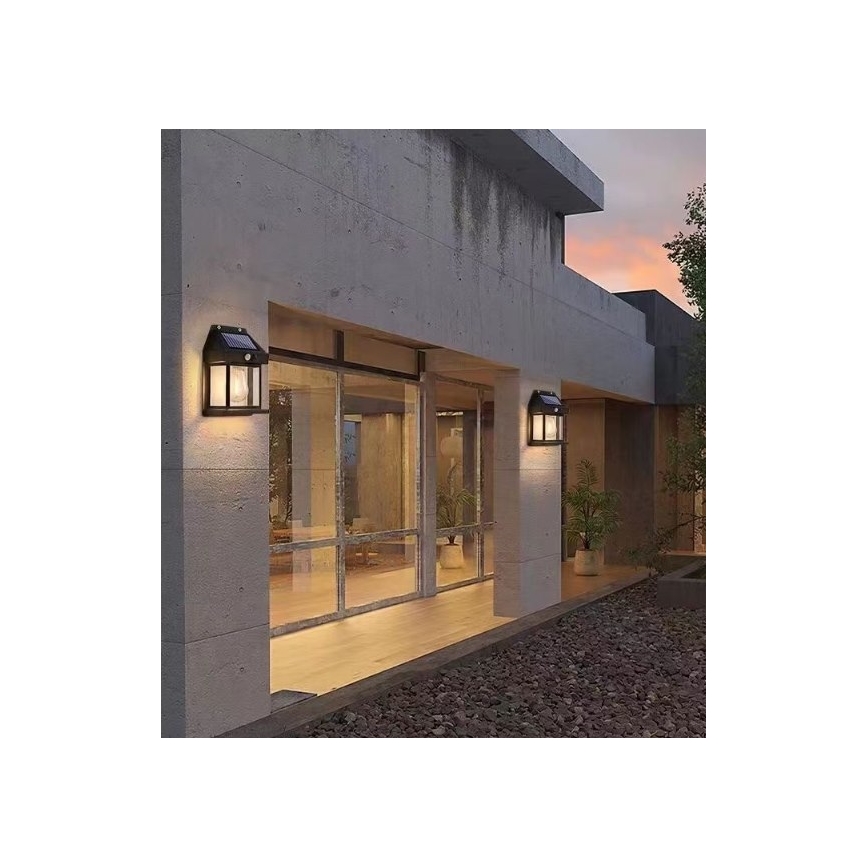 Светодиодный солнечный настенный светильник с датчиком LANTER LED/1W/3,7V 1200 mAh IP44 черный