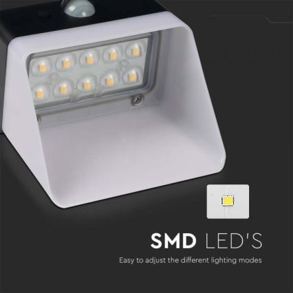 Светодиодный солнечный настенный светильник с датчиком LED/2W/3,7V 4000K IP65 1200 мАч