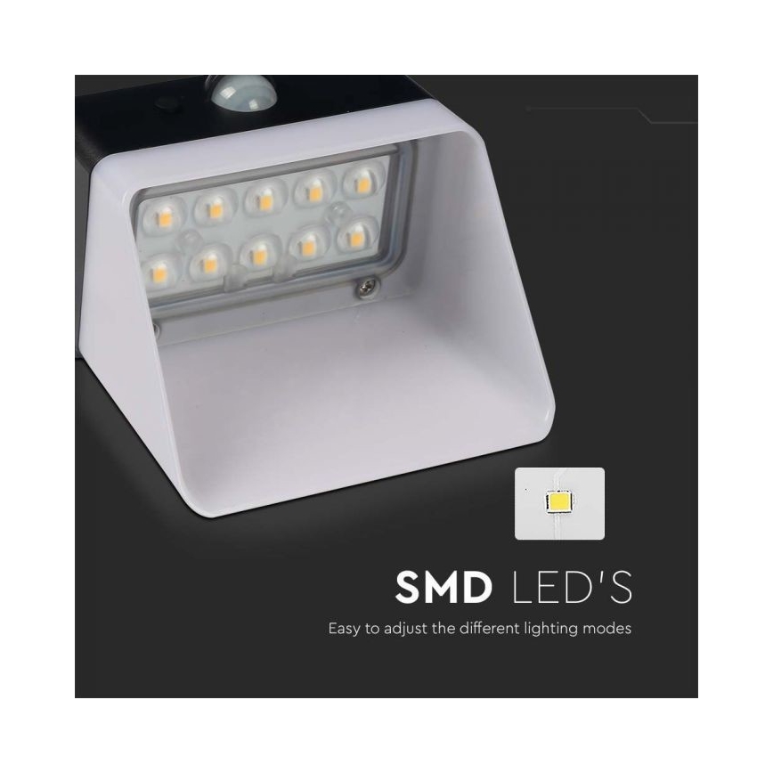 Светодиодный солнечный настенный светильник с датчиком LED/2W/3,7V 4000K IP65 1200 мАч