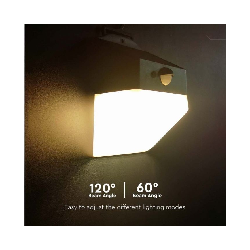 Светодиодный солнечный настенный светильник с датчиком LED/2W/3,7V 4000K IP65 1200 мАч