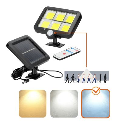 Светодиодный солнечный прожектор с датчиком LED/1,5 Вт/3,7 В 6000K IP44 1200 мАч