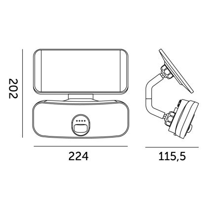 Светодиодный солнечный прожектор с датчиком LED/13 Вт/3,7 В IP65 4000K 4000 мАч