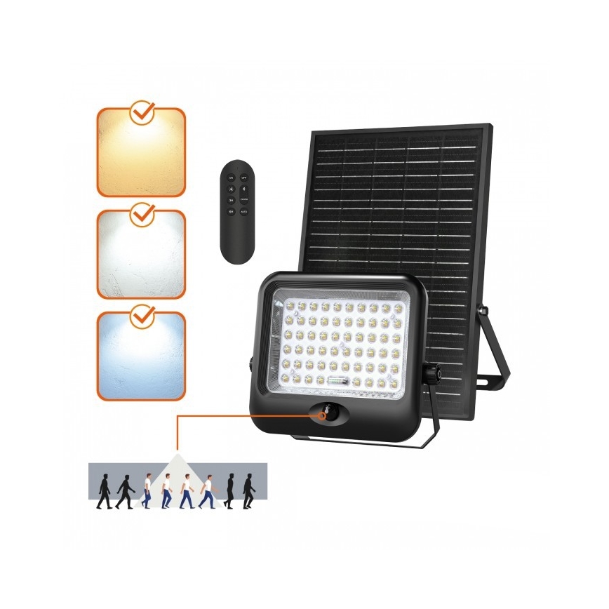 Светодиодный солнечный прожектор с датчиком MHCS LED/35 Вт/3,2 В 3000/4000/6500 К IP65 15000 мА·ч + дистанционное управление