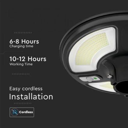 Светодиодный солнечный уличный фонарь с датчиком LED/10W/3,2V IP65 4000K 15000 мАч + дистанционное управление