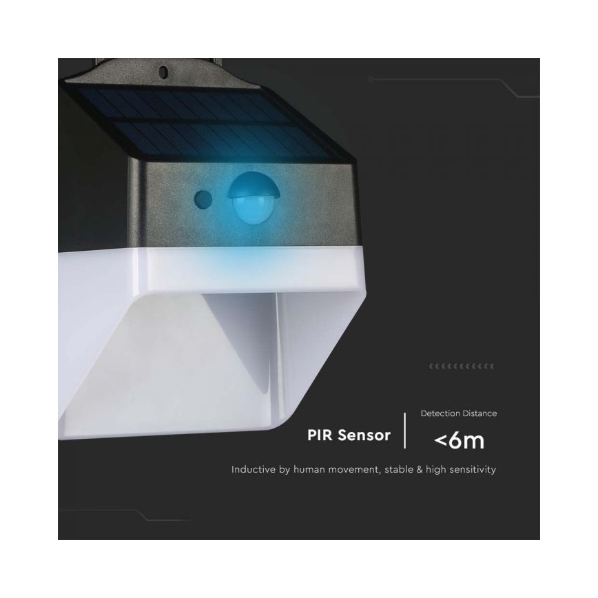 Светодиодный солнечный настенный светильник с датчиком LED/2W/3,7V 4000K IP65 1200 мАч