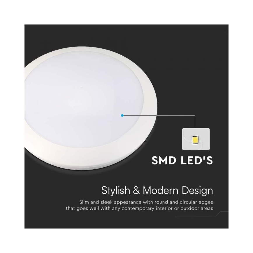 Светодиодный светильник для ванной комнаты с датчиком LED/20W/230V 3000/4000/6000K IP66 диаметр 30 см