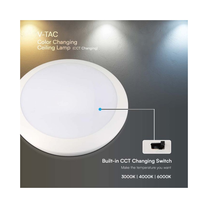 Светодиодный светильник для ванной комнаты с датчиком LED/20W/230V 3000/4000/6000K IP66 диаметр 30 см