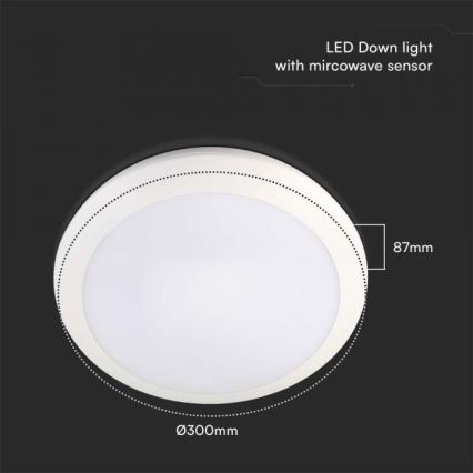 Светодиодный светильник для ванной комнаты с датчиком LED/20W/230V 3000/4000/6000K IP66 диаметр 30 см