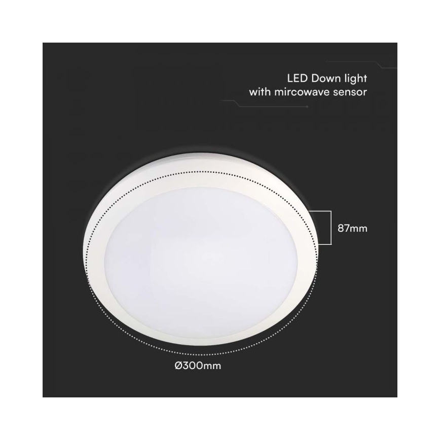 Светодиодный светильник для ванной комнаты с датчиком LED/20W/230V 3000/4000/6000K IP66 диаметр 30 см