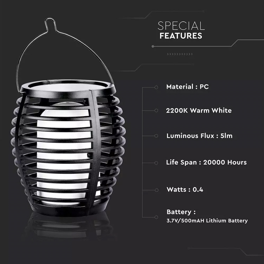 Светодиодный светильник на солнечной батарее FLAME 4в1 1xLED/0,45W/3,7V IP44 500 mAh