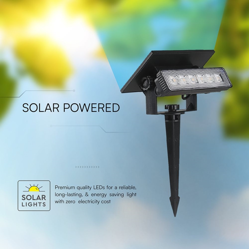 Светодиодный светильник на солнечной батарее 2в1 LED/0,9W/3,7V 3000K IP65 1200 mAh черный