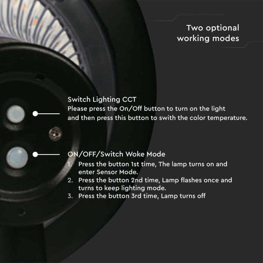 Светодиодный светильник на солнечной батарее с датчиком LED/15W/3,2V 4000K/6000K IP65 6000 mAh