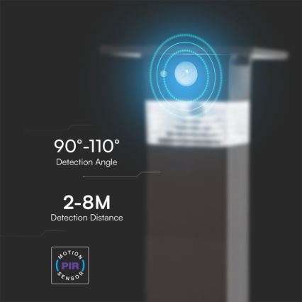 Светодиодный светильник на солнечной батарее с датчиком LED/2,5W/3,7V IP54 3000K 2200 mAh